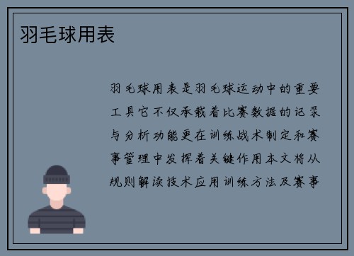 羽毛球用表