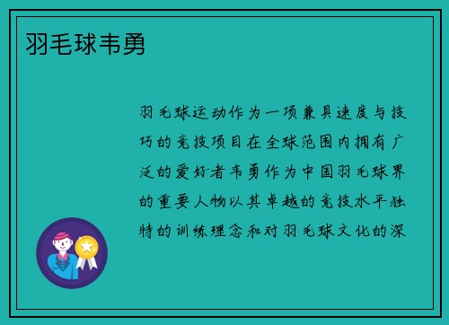 羽毛球韦勇